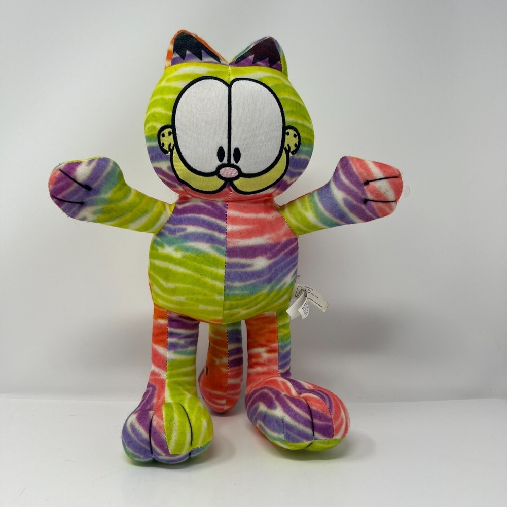 Garfield The Cat Toy Factory Tie Dye Rainbow 13inches Plush Stuffed Toy Animal